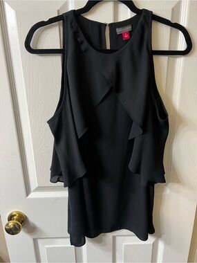 Vince Camuto Black Ruffle-Front Sleeveless Camisole